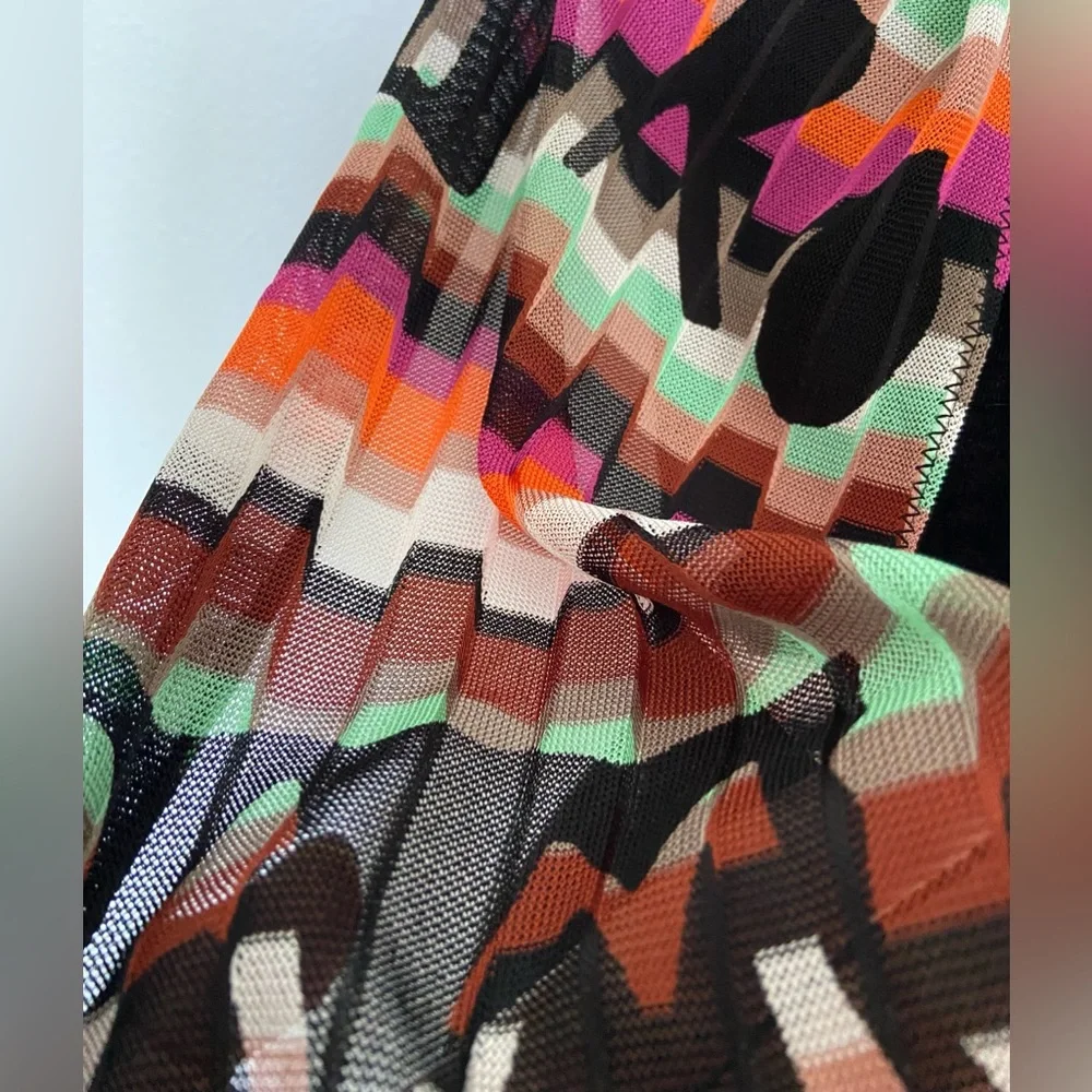Missoni Multicolor Crochet Knit Pleated Scarf Italy